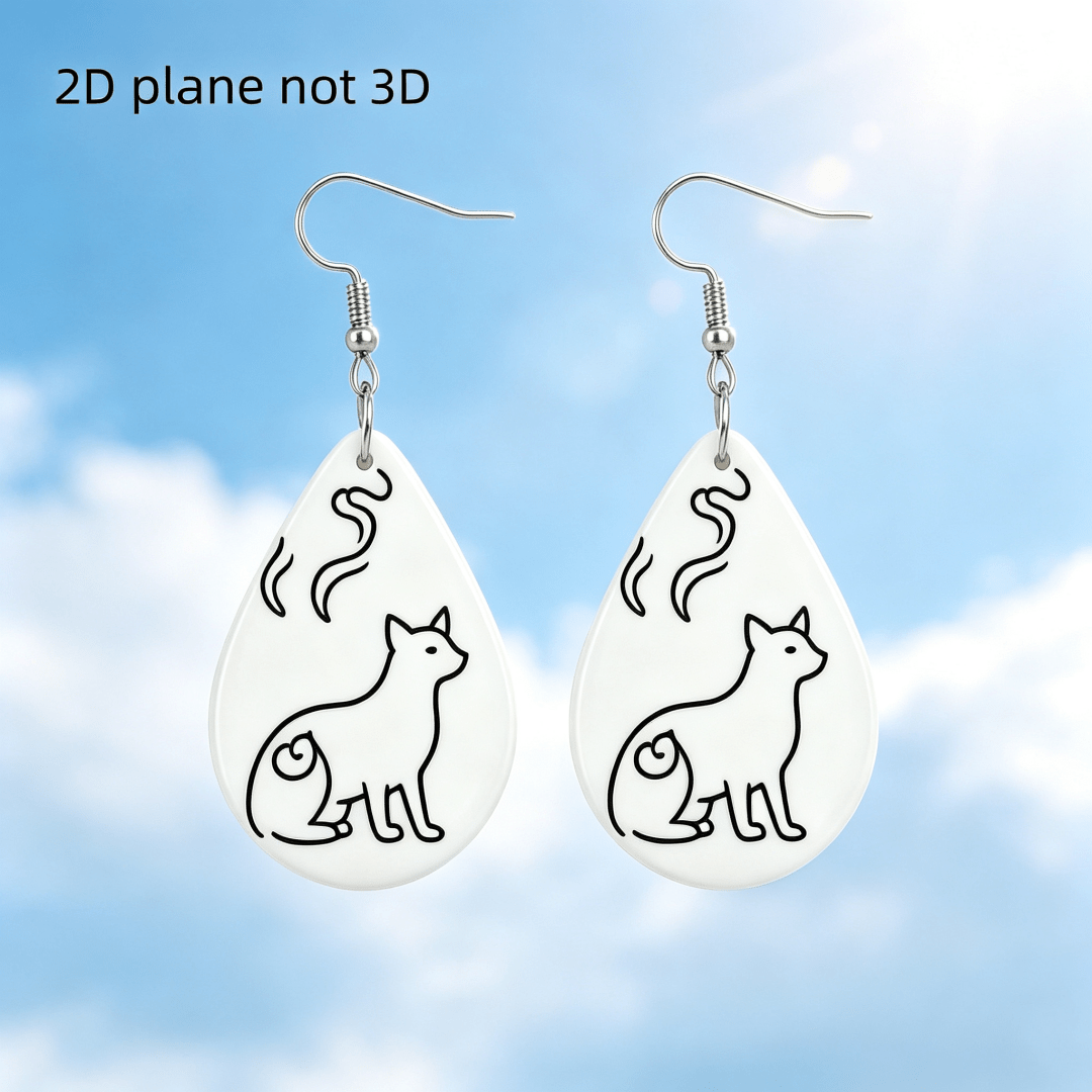 Trending Minimal Cat Teardrop Dangle Earrings, Cute Jewelry